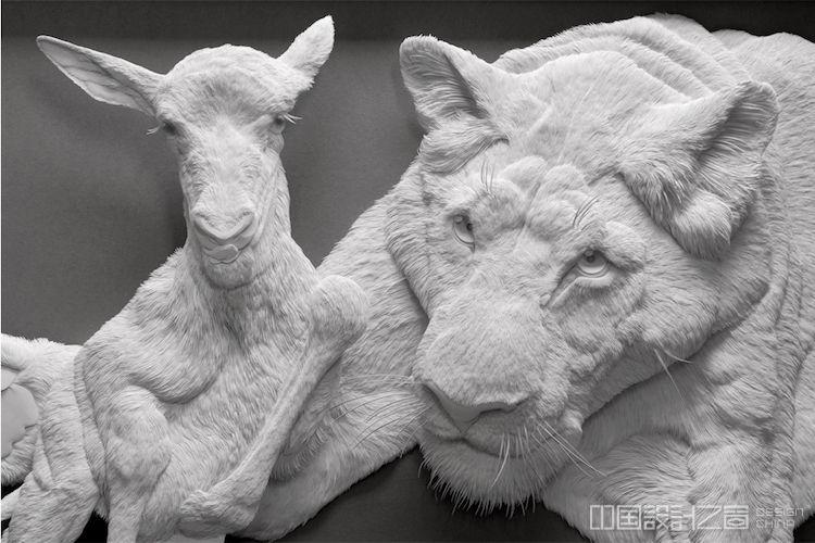 纸艺术艺术家创造超逼真的浮雕动物毛茸茸的好想摸一把