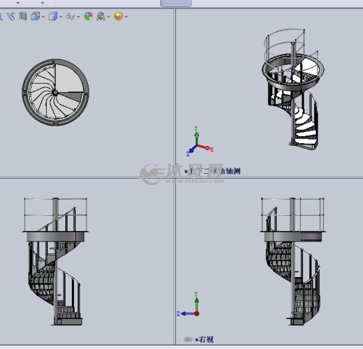 钣金楼梯设计模型三视图