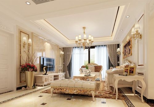 现代简欧风格别墅客厅组合沙发装修效果图片案例