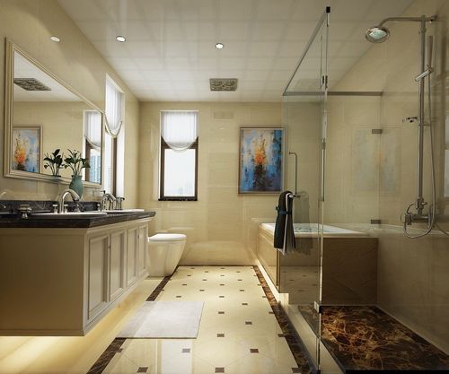 欧式复式别墅卫生间浴缸装修效果图