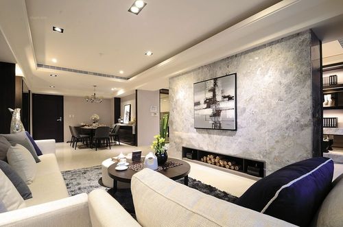 三室一厅现代简约客厅西安罗马景福城120平米装修效果图