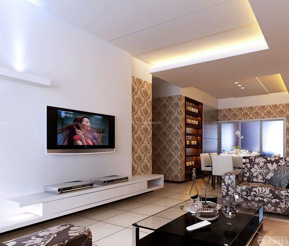 两室一厅小户型客厅电视硅藻泥背景墙装修效果图