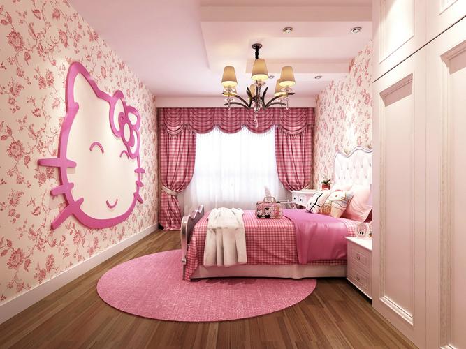 粉色kitty猫卧室3d模型下载