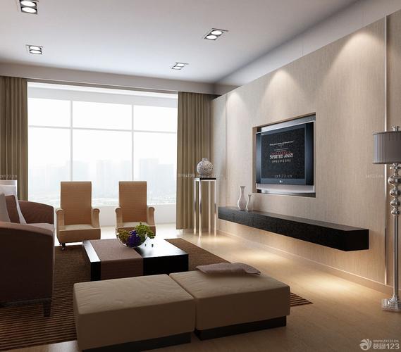 最新90平方房屋客厅电视墙装修设计图装修123效果图
