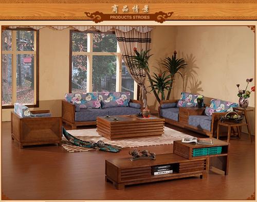 包安装三木印象东南亚曲柳木沙发组合现代实木可定制布艺客厅沙发