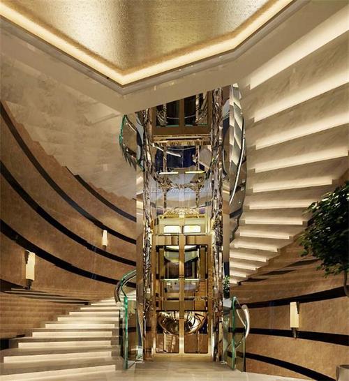 别墅洋房大厅楼梯电梯装修效果图片