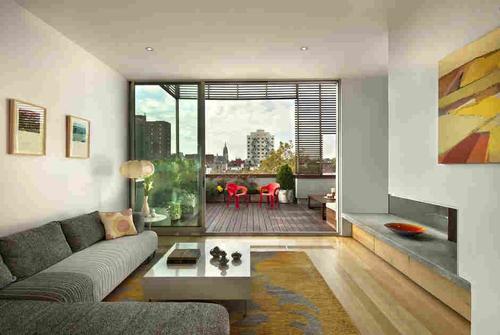 小户型两居室客厅通生活休闲阳台布置装修设计图