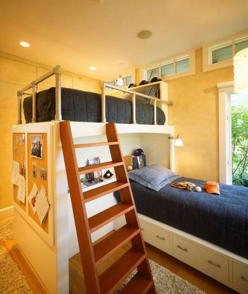 小卧室装修高低床