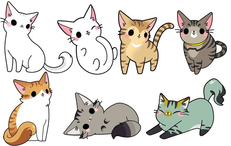 可爱手绘猫咪装饰图案