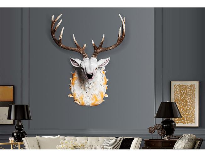 创意欧式动物公主鹿头仿真壁挂装饰品酒吧家居壁饰树脂工艺品挂件