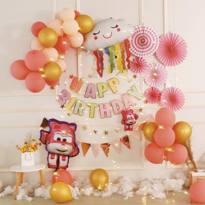 女孩宝宝周岁背景墙装扮气球套餐儿童生日快乐派对装饰品场景布置