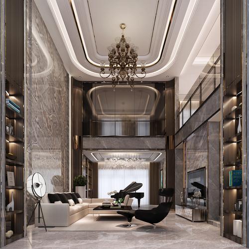 喜唐设计现代中式客厅客厅中式现代800m05别墅豪宅设计图片赏析