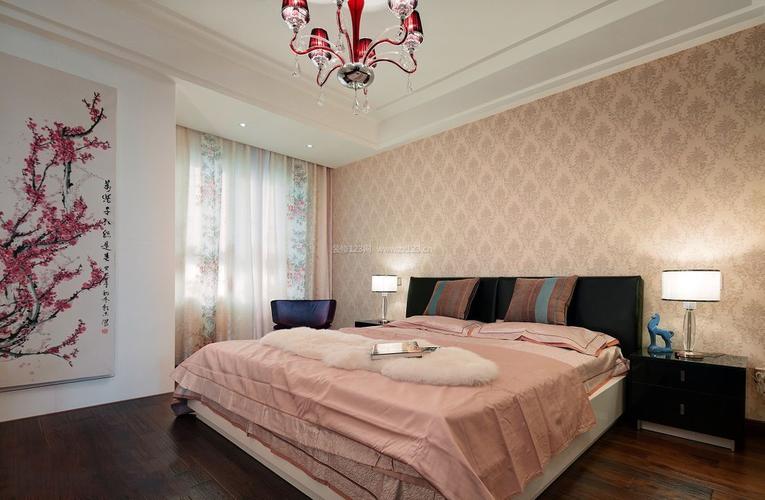 家庭卧室床头墙纸装修效果图大全2022图片