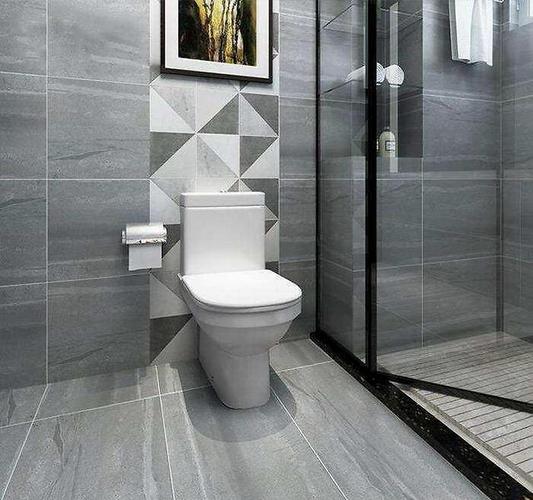 卫生间装修效果图浅灰色卫生间瓷砖效果图