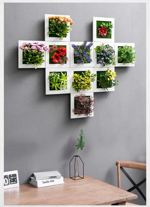 组合12创意绿植壁挂花挂墙植物奶茶店铺室内墙壁装饰品饭店墙面墙上
