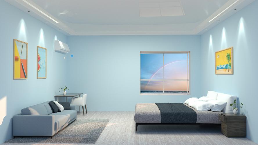现代轻奢卧室3d效果图