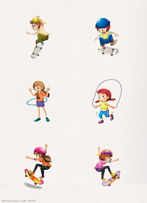 卡通可爱运动的儿童人物设计