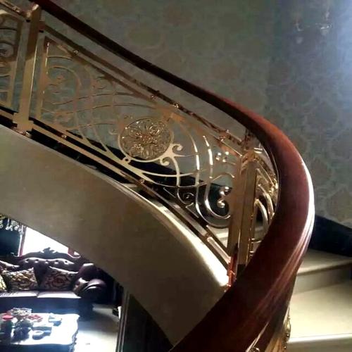 新中式浮雕铜雕花楼梯扶手华丽繁华之感