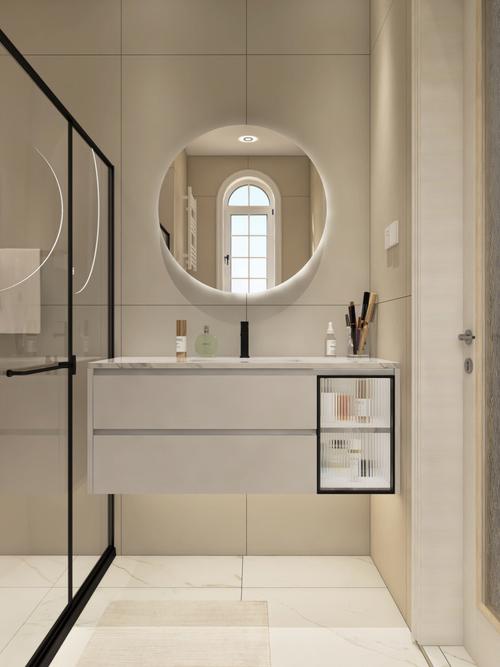 91这间浴室采用了日系原木简约风格从地板到墙面都是用简约灰瓷砖