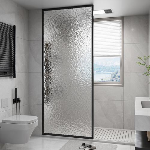 轻奢银玻纹钢化玻璃隔断卫生间隔断淋浴房客厅入户现代简水纹屏风