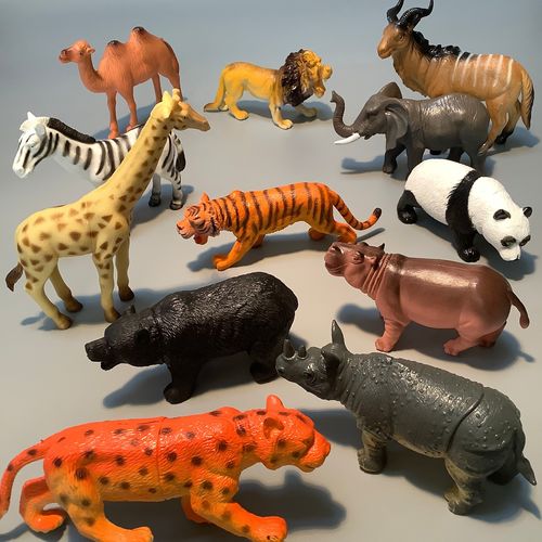 哥士尼野生动物玩具套装老虎狮子斑马长颈鹿骆驼豹子模型儿童礼物