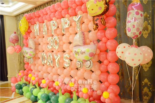 郑州永和伯爵女宝宝满月粉色主题气球暖场布置