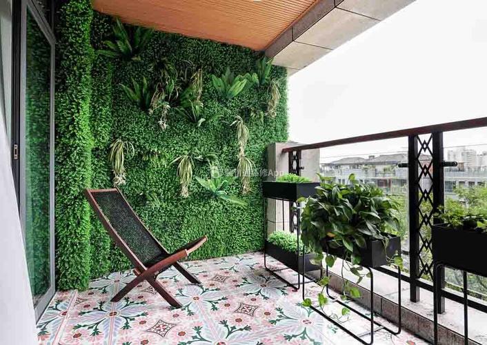 休闲阳台植物墙装修设计实景图