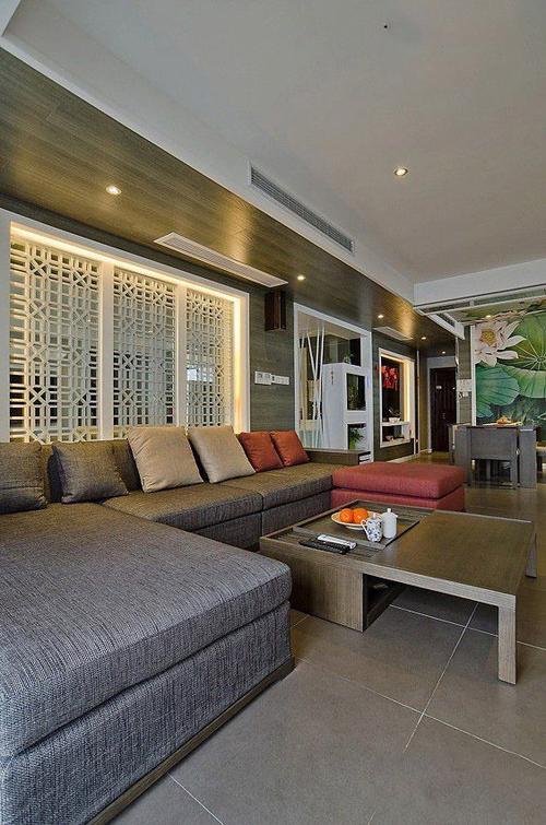 250平新中式风格四居别墅客厅茶几沙发装修效果图