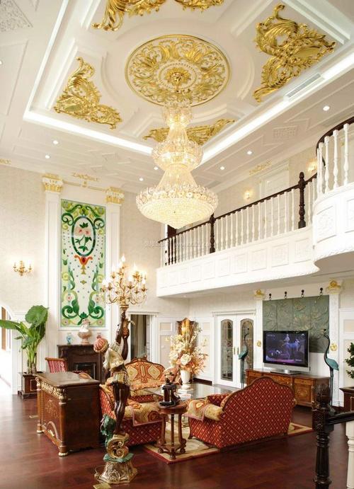古典别墅客厅吊顶装饰设计效果图大全