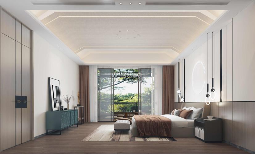 观园800平方米现代简约风格别墅户型卧室装修效果图