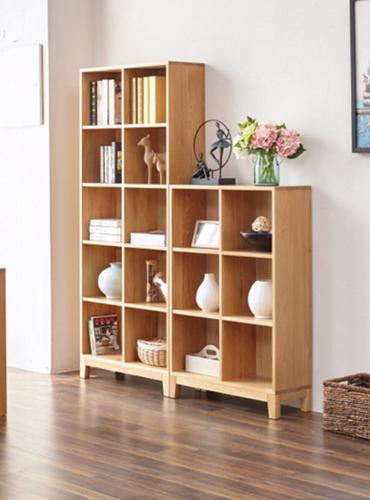 源氏木语纯实木书架白橡木方格柜简约创意书柜现代储物柜书房家具