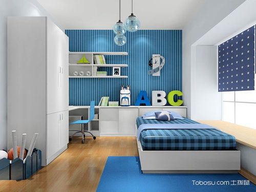青少年卧室装修效果图蓝色不是忧郁