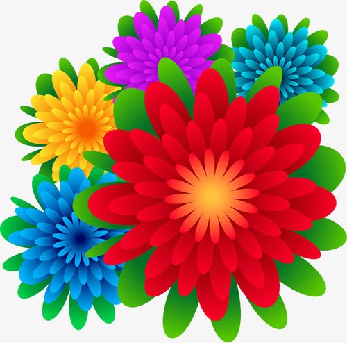 彩色三维立体花朵矢量图