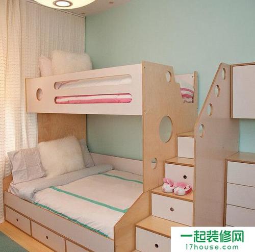 简约风格儿童卧室两张床装修效果图