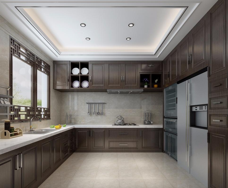 新中式风格别墅厨房装修效果图