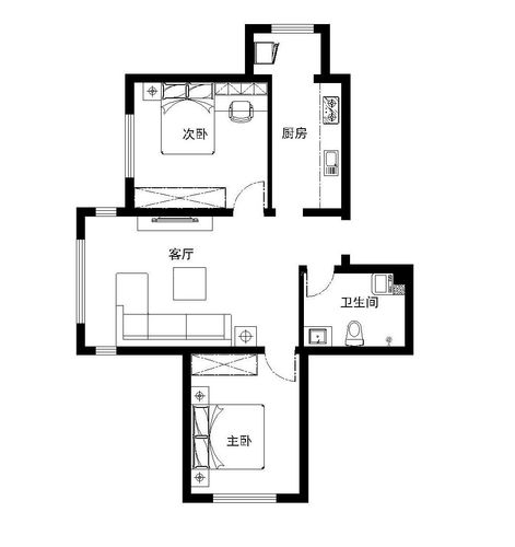 2016两室房子户型设计图装修123效果图