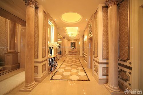 别墅家装走廊玄关罗马柱设计效果图