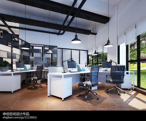 现代极简风格科技公司办公室写字楼装修设计效果图施工图办公空间设计