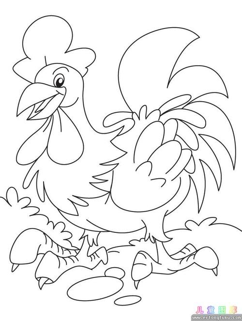 大公鸡涂色画儿童动物填色图片