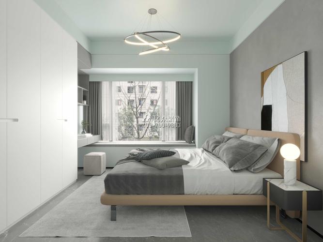 京基御景峯110平方米现代简约风格平层户型卧室装修效果图