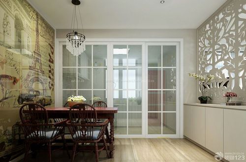 现代家装厨房玻璃推拉门装修效果图