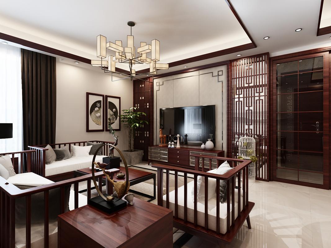 中式风格三室一厅装修设计效果图