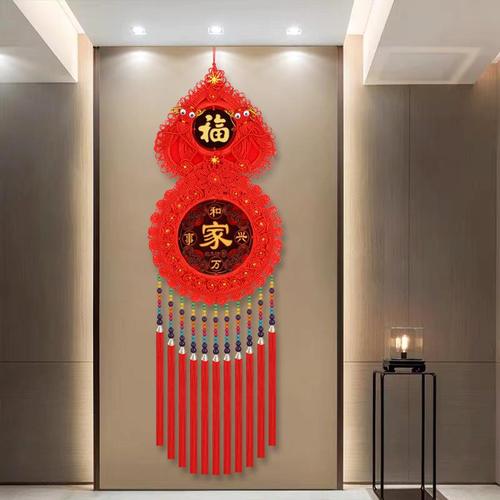中国结葫芦挂件客厅桃木福字玄关小大号吉祥结入户门上过年装挂饰