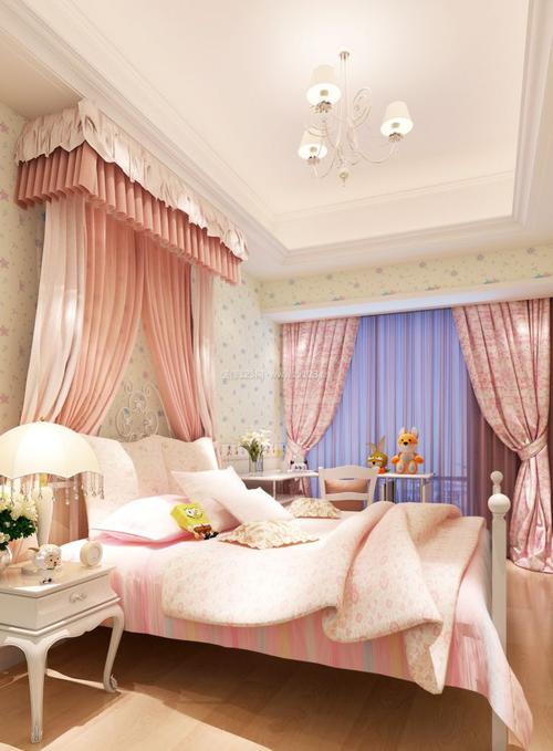 欧式女孩卧室设计窗帘效果图欣赏
