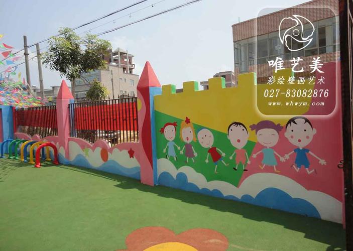 鑫园幼儿园外墙彩绘装饰部分院墙效果