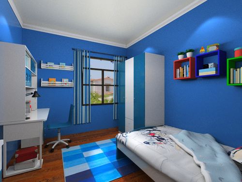 现代75平时尚蓝色儿童房三居室