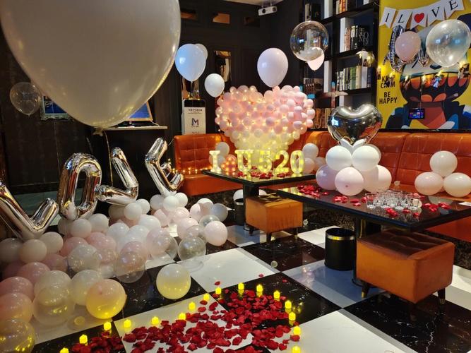 汕头ktv生日惊喜布置粉色系气球主题派对