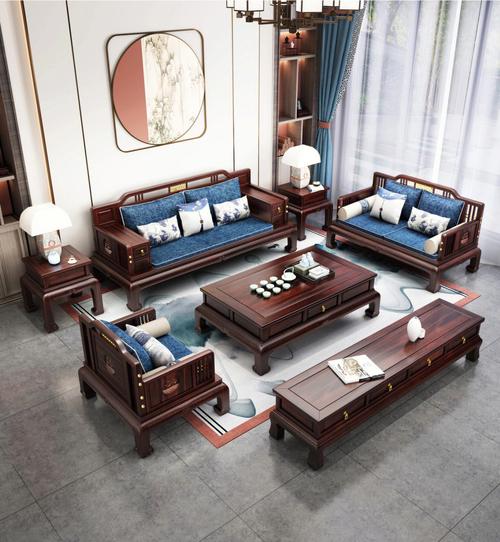 古典新中式实木沙发组合打造高颜值的客厅