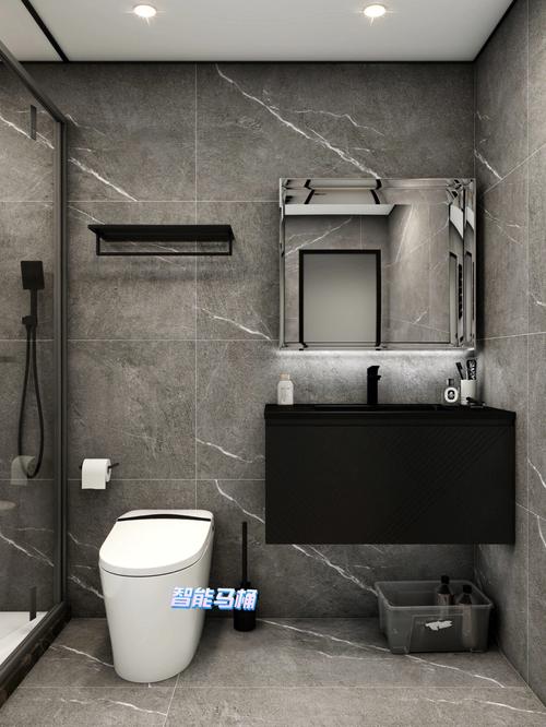 现代小户型卫生间78黑色浴室柜真的太高级了