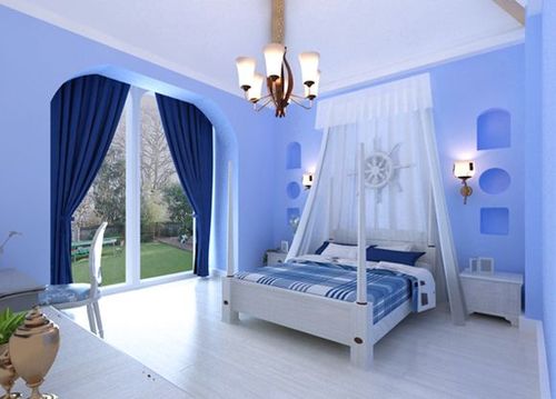 淡蓝色地中海卧室